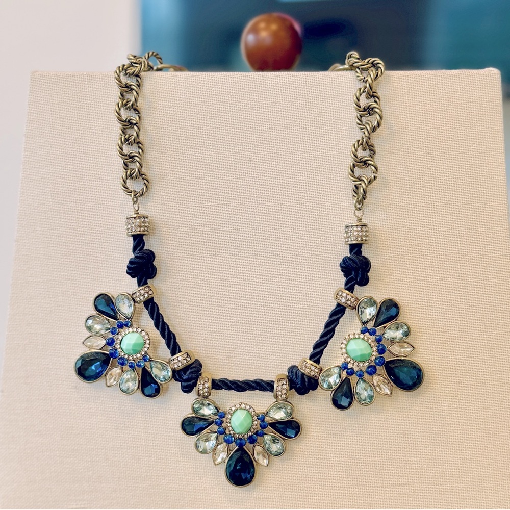 Mythology Blue with Gold Tone Bib Necklace